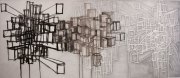 <em>Three-Perspectives<em></em>, 42 x 96 in., charcoal, graphite, pastel on paper, SOLD</em>